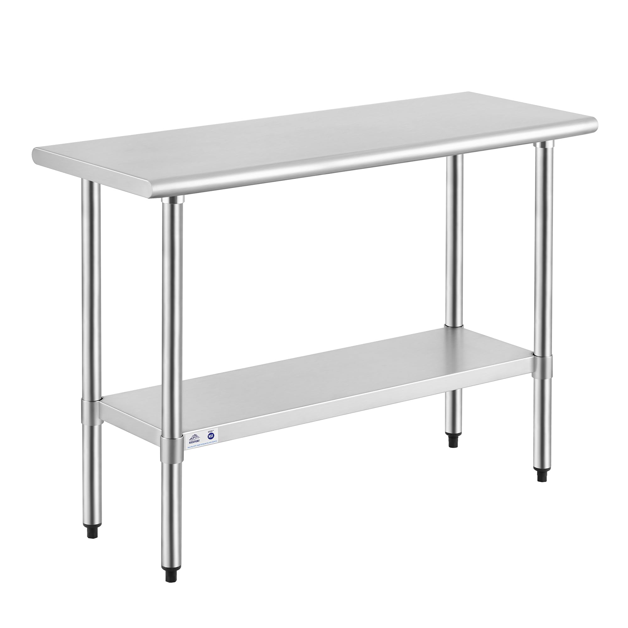 rockpoint stainless steel table for prep amp work with caster wheels 14x24 inches nsf metal commercial kitchen heavy duty table with adjustable under shelf and table foot for restaurant home and hotel