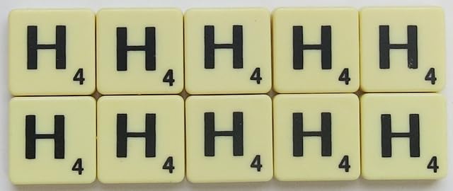 Flyingstart Ivory Letter Tiles Single Letters - Packs of 10 Ivory Plastic Tiles with Black Letters fits Scrabble game (Tile H)