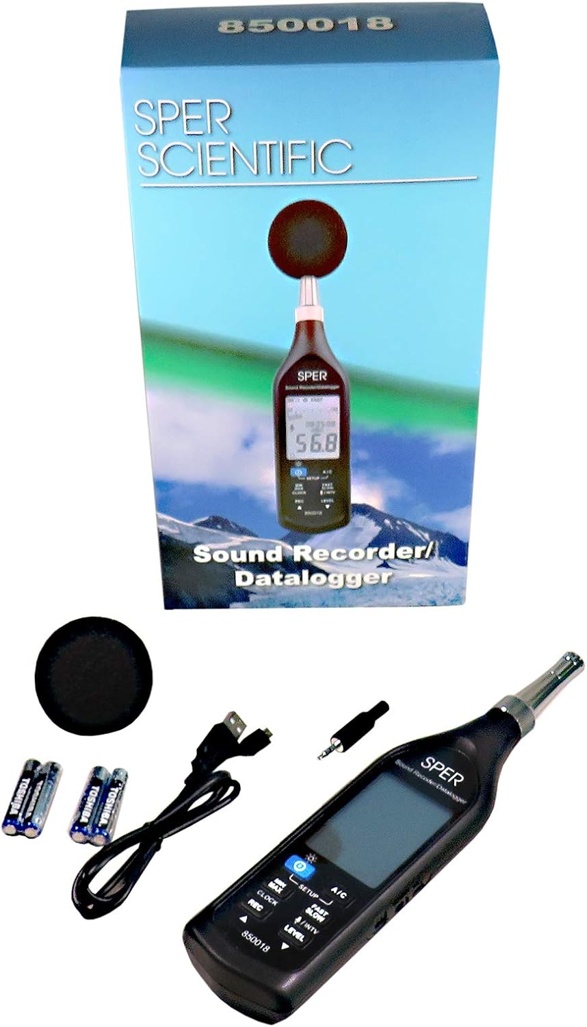 Sper Scientific Sound Recorder Datalogger 850018 - Professional Sound Level Meter with Live Audio Recording & Decibel Tracking for Industrial Environmental & Occupational Sound Monitoring