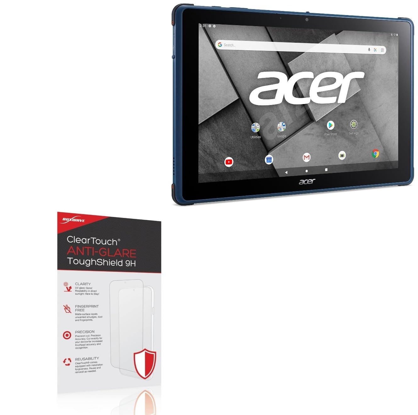BoxWave Screen Protector Compatible With Acer ENDURO Urban T1 - ClearTouch Anti-Glare ToughShield 9H (2-Pack), Anti-Glare 9H Tough Flexible Film Screen Protector