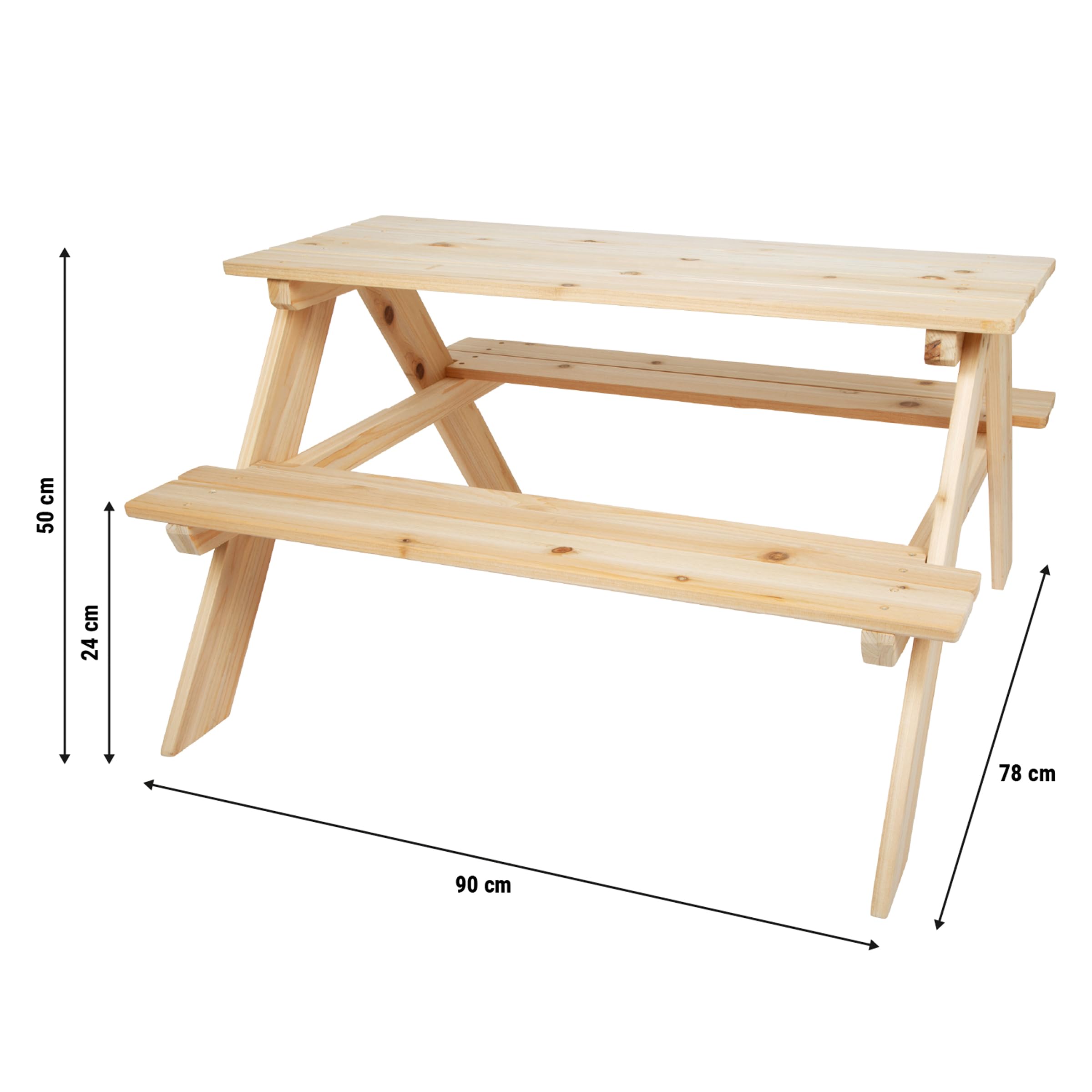 Small Foot Table de Pique-Nique pour Enfants, Deux bancs et Une Table en Bois Massif, à partir de 2 Ans, 12830