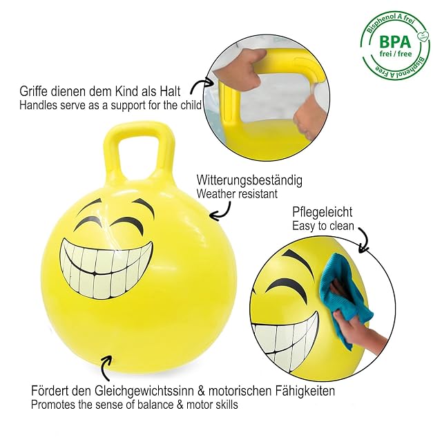 Foto 4 de 7 de Jamara 460457 - Pelota saltarín Smile Amarillo 450mm