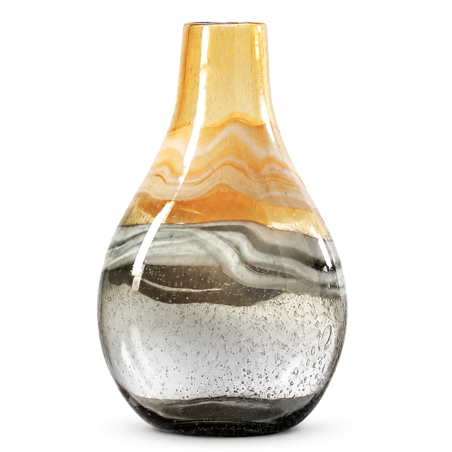 Andrea Glass Amber Vase by Torre & Tagus - Colored Glass Vase for Living Room, Kitchen, Home Office | Coastal Decor 14" Tall