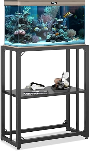 Soporte para pecera, soporte de acuario para 20 galones, tanque de tortuga de acuario de metal, estante ajustable de 2 niveles, tanque de reptiles,