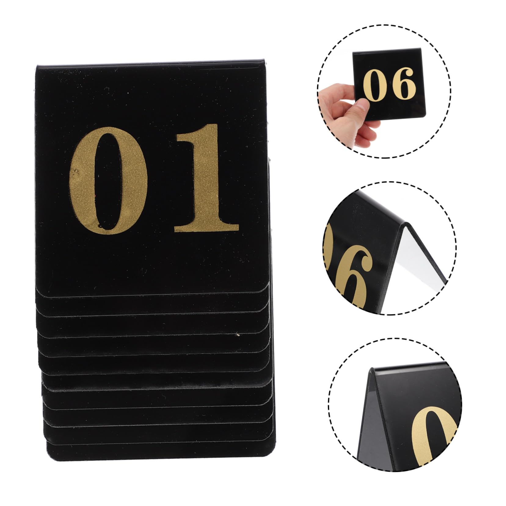 10stücke Teiliges Acryl Beidseitig Bedruckt Elegante Schwarze Tischkarten Mit Goldenen Ziffern Stabile Aufsteller Für Hochzeit Bankett Und Event-dekoration