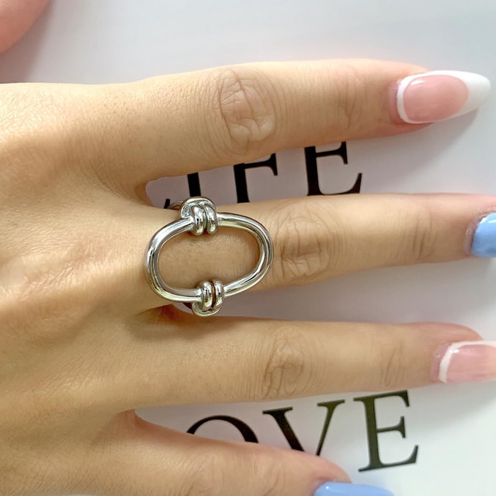 Jude Jewelers Stainless Steel Oval Shaped Open Karma Style Promise Anniversary Statement Wrap Ring - Image 2