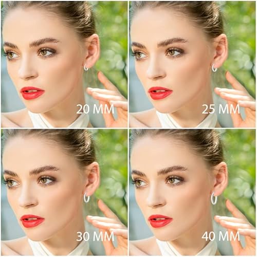 Chunky Hoop Earrings For Women Sterling Silver High Polished Half Round-Tube Click-Top Wide Thick Hoos, 5X25Mm #TOP2