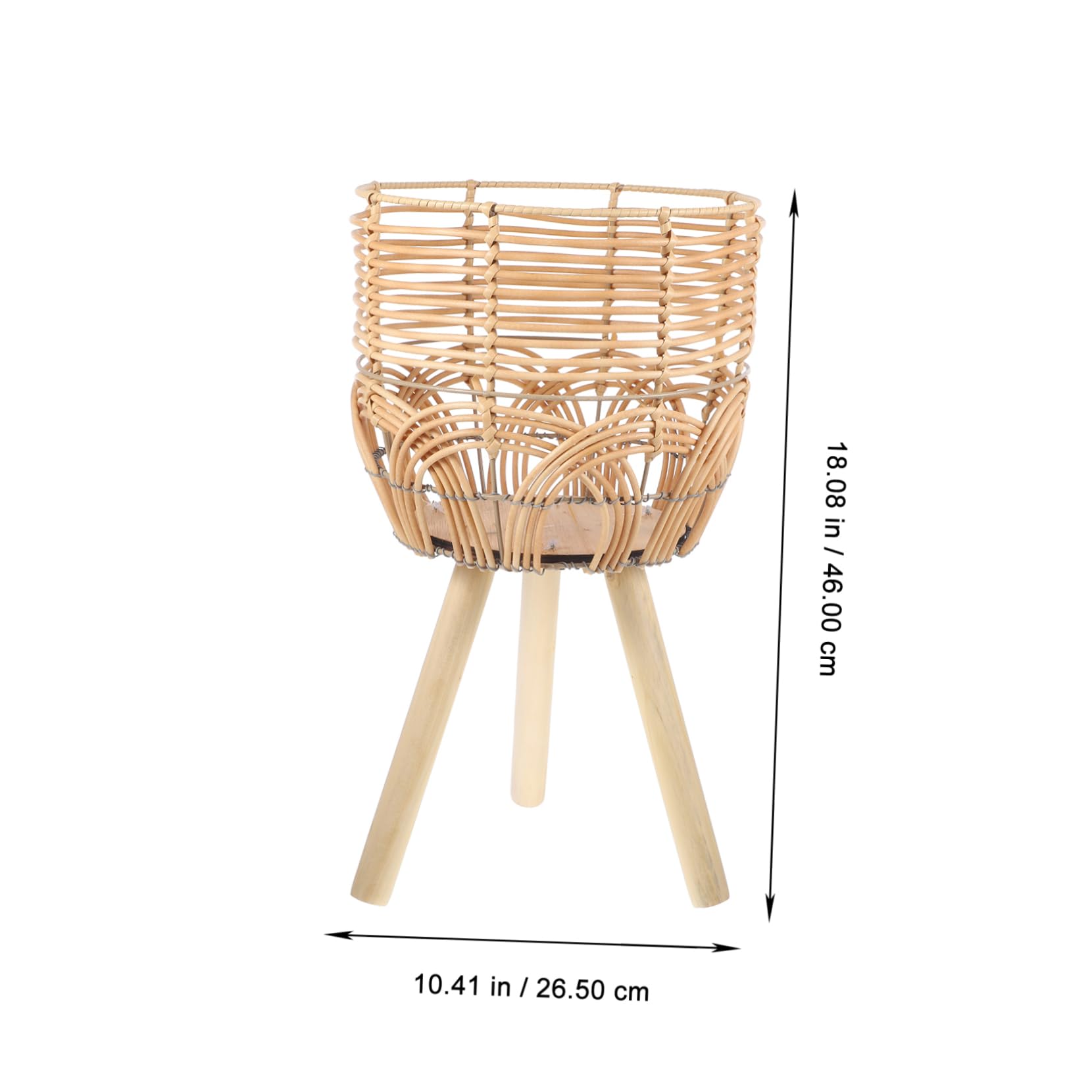 Support pour Plantes en Bambou Tressé sur Pieds, Style Rustique