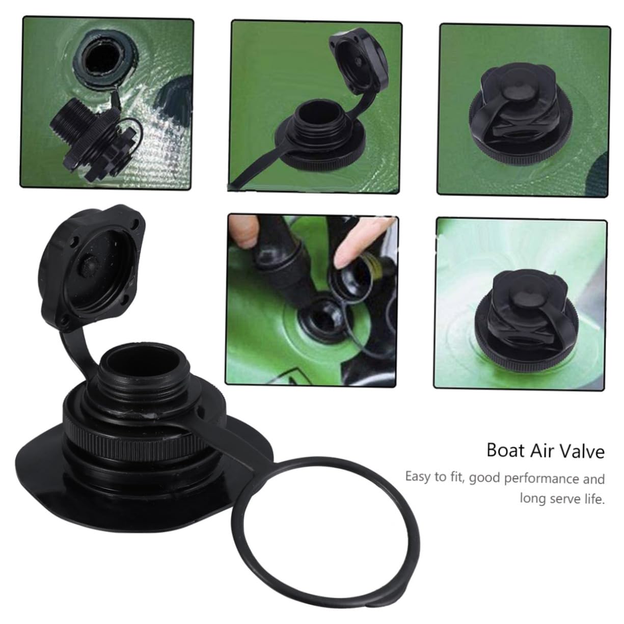 BESPORTBLE Ugello del Gas di Boston Valvola Aria Boston Sostituzione Valvola Boston Aria per Gommone Valvola per Gommone Valvola dell'Aria Gonfiabile Kayak Gonfiabili Barca da Pesca Black PVC