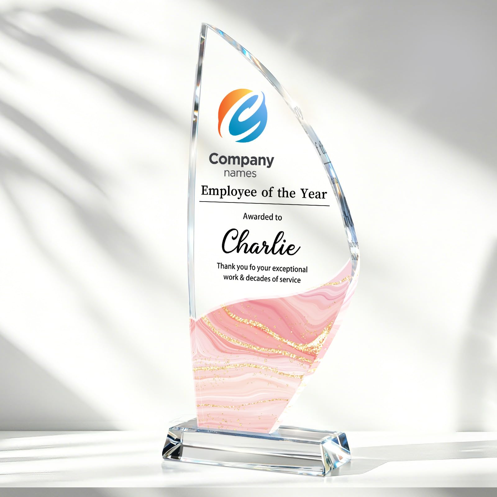 Personalized Crystal Trophy Award, Custom Awards and Trophies with Logo Photo Text, Teacher &amp; Employee Appreciation Gifts, Custom Plaque for Boss Coworker Teacher, Trophy Bulk