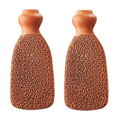 2-Sided Foot Scrubber, Foot File, Terra cotta Pumice Stone - Premium Callus Remover to Exfoliate Hard, Dry Dead Skin on Soles, Heels & Feet (Set of 2)