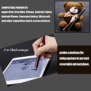 Ancolo Personalized Pens with Stylus -10 pcs/pack Custom Printed Name Pens with Black Ink - Imprinted with Logo or Slogan/phone number/address - Perfect for advertising (Silver)