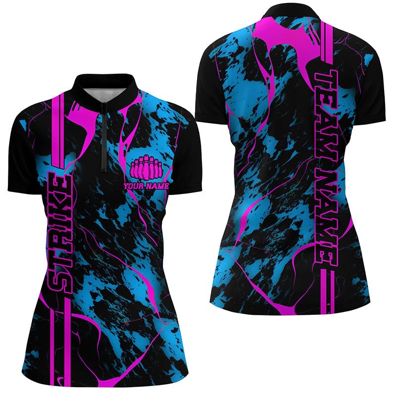 Blau Rosa Strike Bowling Shirts Männer & Frauen Polo & Quarter Zip Camo Bowling Team Trikots Bowling League I5387