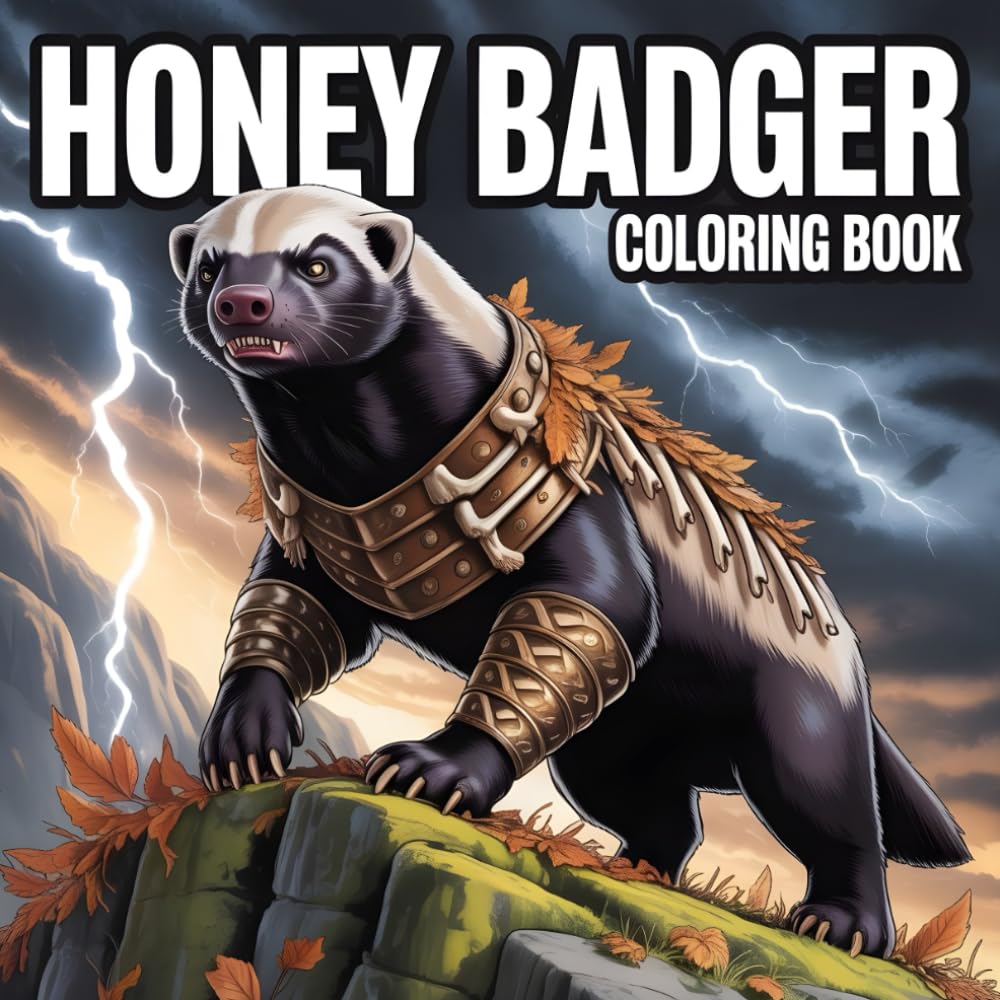 Honey Badger Coloring Book: 52 pages of bold and amusing illustrations to spark creativity and relieve stress