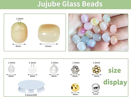 Miniatura 3 de PAMIR TONG Kit de 1000 cuentas ovaladas de vidrio a granel, pulsera de fecha, cuentas sueltas para hacer joyas, aretes, collares, manualidades y