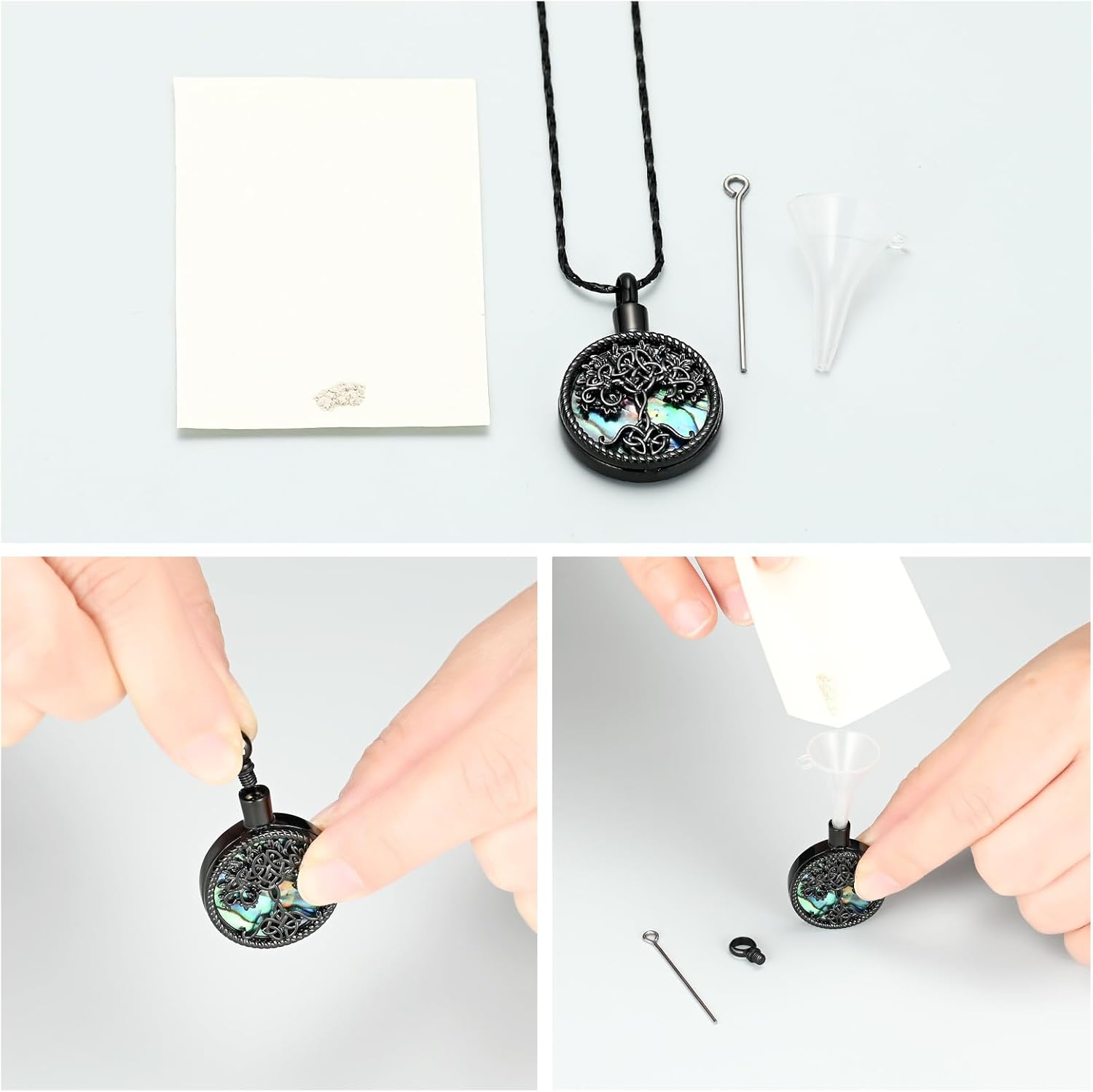 Imrsanl Tree of Life Urn Necklaces for Ashes for Women Men Tree of Life with Celtic knot Cremation Jewelry for Ashes Memory Jewelry for Human Pet - Image 6