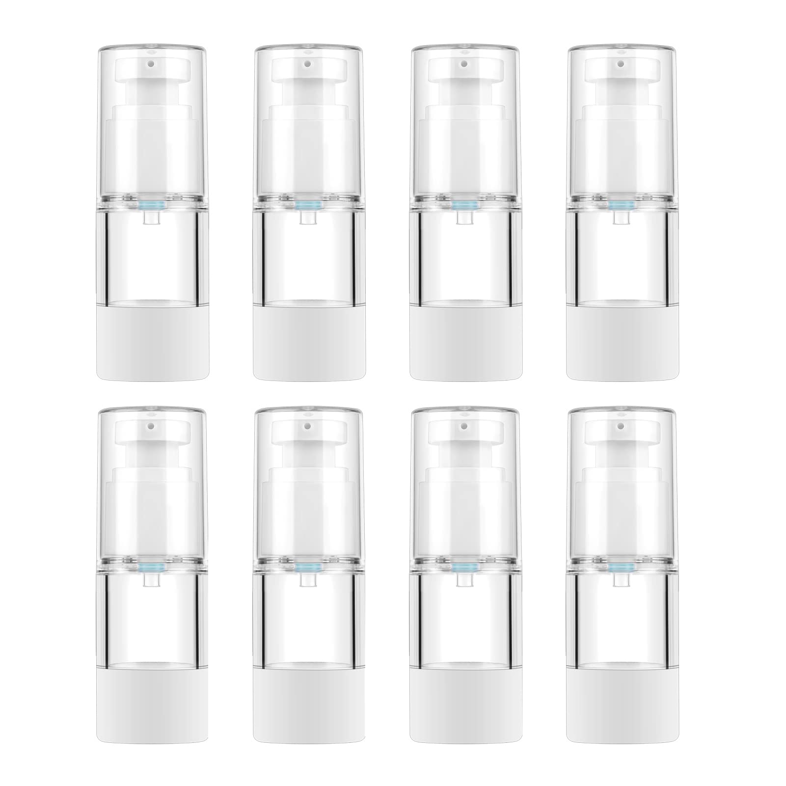 longway 0.5Oz 15ml Clear Airless Cosmetic Cream Pump Bottle Travel Size Dispenser Refillable Containers/Foundation Travel Pump Bottle for Shampoo (