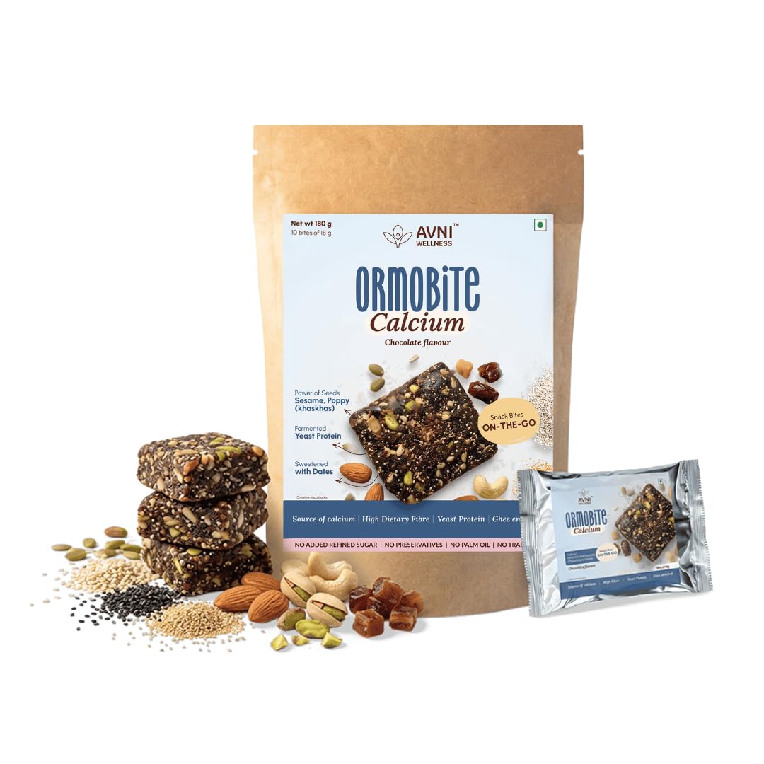 Avni Wellness Ormobite Calcium Bite 180g – Dates & Seeds Snack Bites | Natural Substitute for Calcium Supplement | Supports Bone Health | 10 Bites (18g Each)-picture-30
