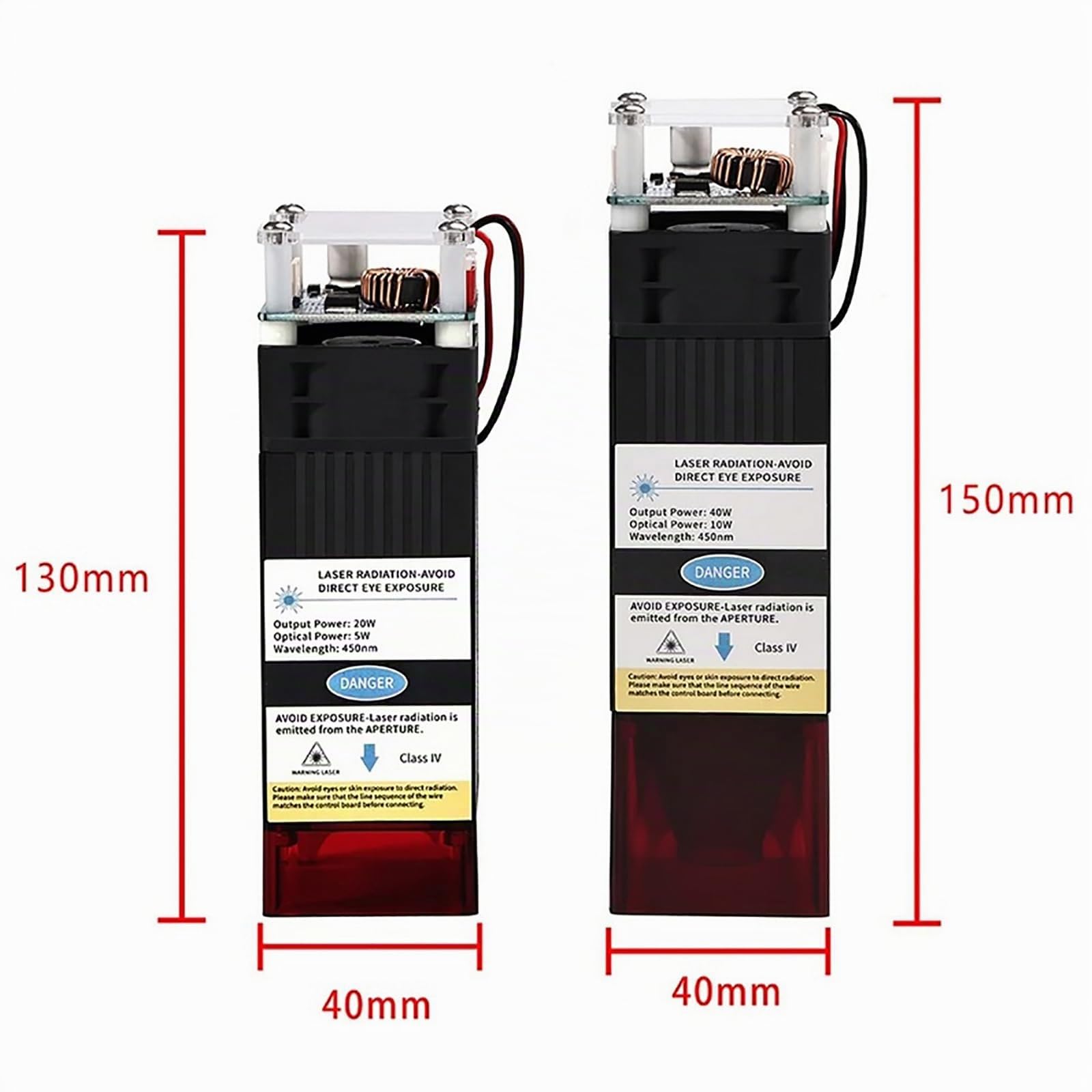 RATTMMOTOR 40W Lasermodul,10000 mW Optisches Leistungsmodul 450nm Wellenlänge High Power Kompressed Spot Laser Kopf Für 3020 4030 CNC Fräsmaschine DIY Gravur Holz Metall