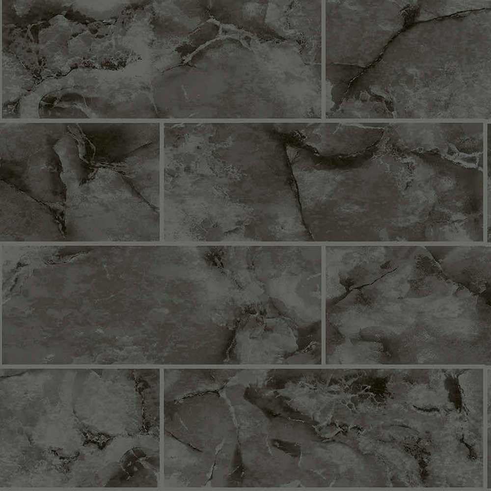 Holden Decor Charcoal Tiling On A Roll Odeon Marble Tile Wallpaper 89390