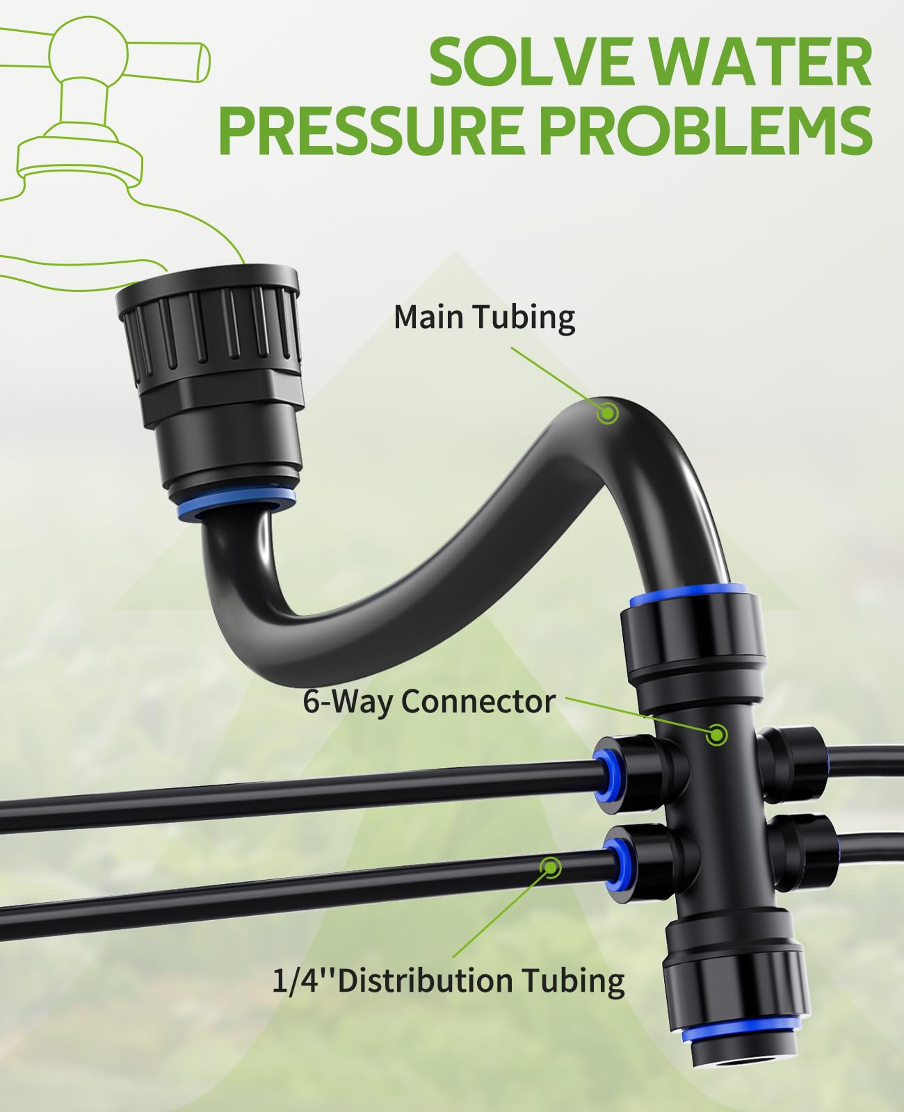 HIRALIY Sistema di irrigazione da giardino a connessione rapida da 40 m, con gocciolatori a vortice regolabili, kit di irrigazione automatica a goccia per aiuole rialzate e piante e orto