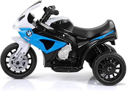 Miniatura 24 de Costzon Motocicleta eléctrica para niños con faros delanteros y música, pedal, licencia BMW de 6 V, funciona con batería, 3 ruedas, juguete de Negro
