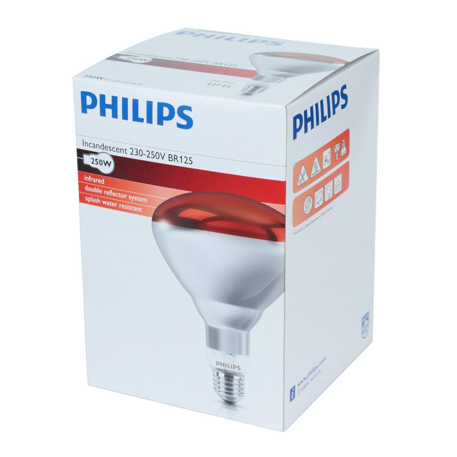 Ampoule infrarouge - 250 W 230-250 V (E27) - Émission de chaleur - Lumière rouge - pour poêle à infrarouge