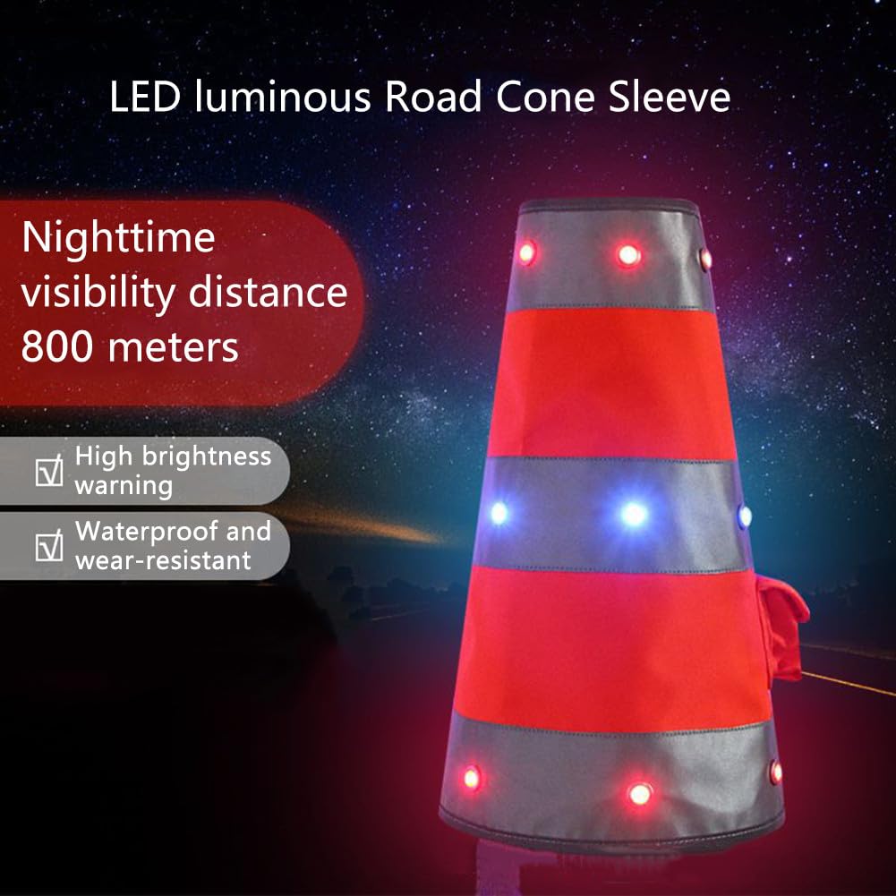 Cubierta de cono de carretera luminosa LED solar - Funda de tráfico reflectante de alta visibilidad for uso en exteriores - 1 pieza(Big)