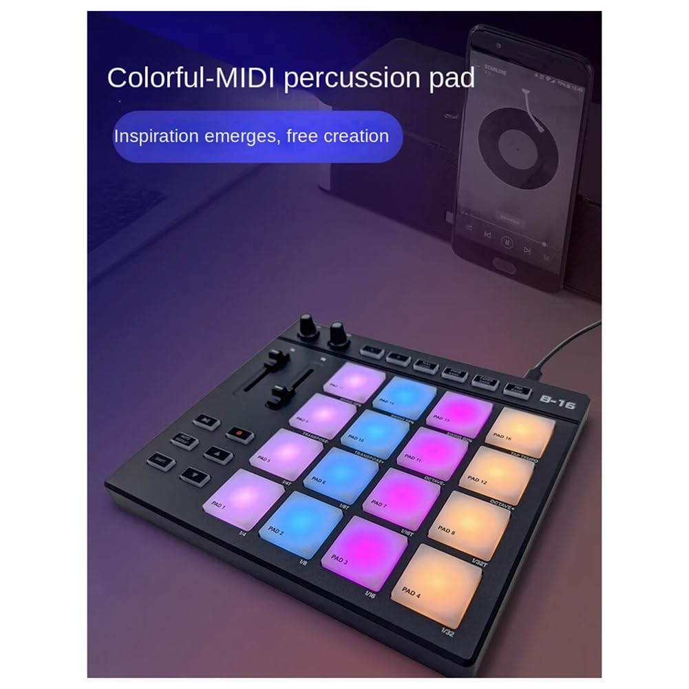 B16 MIDI Keyboard Percussion Pad – para producción musical, controlador de DJ, organizador, fácil de usar y duradero