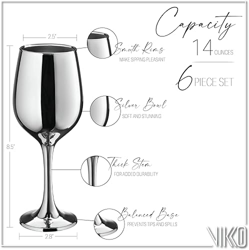 Miniatura 23 de Vikko Décor Copas de vino de 14 onzas con tallo para vino tinto y blanco, copa de vino gruesa y duradera, aptas para lavavajillas, ideales