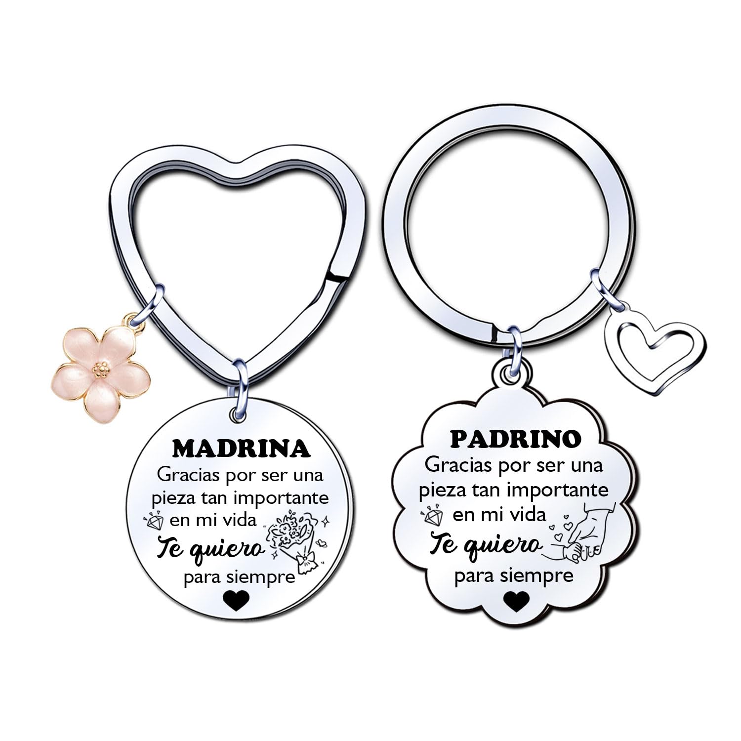 YJYJZX 2ps regalo padrinos bautizo llavero llavero padrino y madrina regalo llavero del padrino madrina idea regalo día de pascua bautismo mejor padrino madrina
