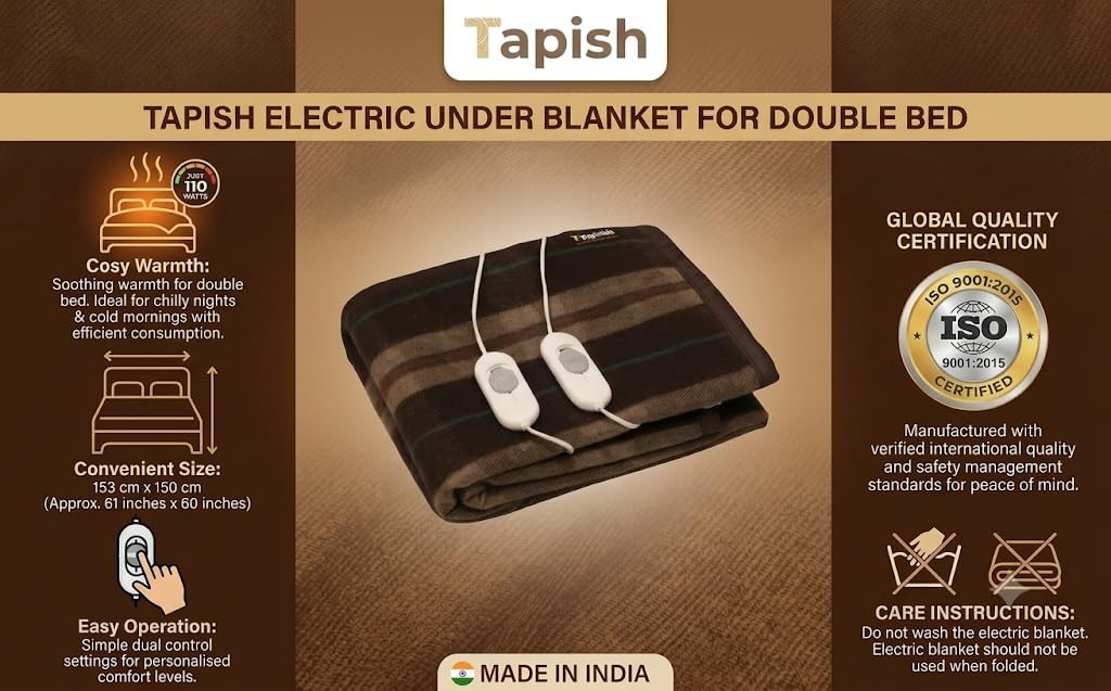 Tapish Woollen Electric Blanket - Double Bed Warmer -2