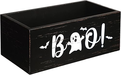 Sintuff Cuenco de madera para dulces de Halloween, divertido plato de dulces para dulce o truco, soporte grande para servir de Halloween, cuenco de