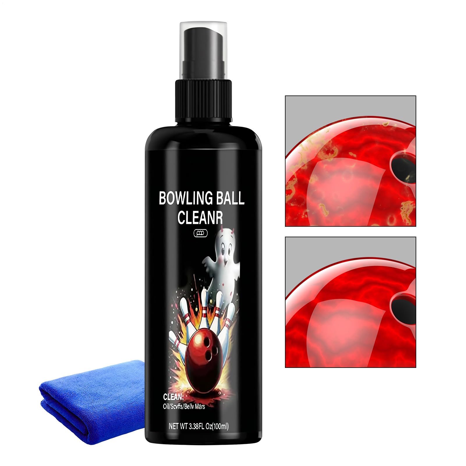 Générique Spray Nettoyant pour Boules De Bowling, Kit De Polissage pour Boule De Bowling, 100ml Spray De Nettoyage Produit d'entretien Portable pour Équipement Sportif