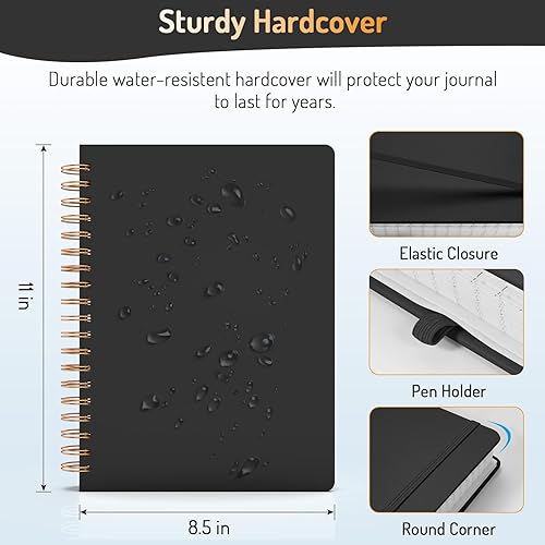 Vista 146 de Forvencer Cuaderno rayado en espiral con 300 páginas numeradas, diarios gruesos A5 para escribir con papel de 3.53 oz/m², cuadernos de tapa dura