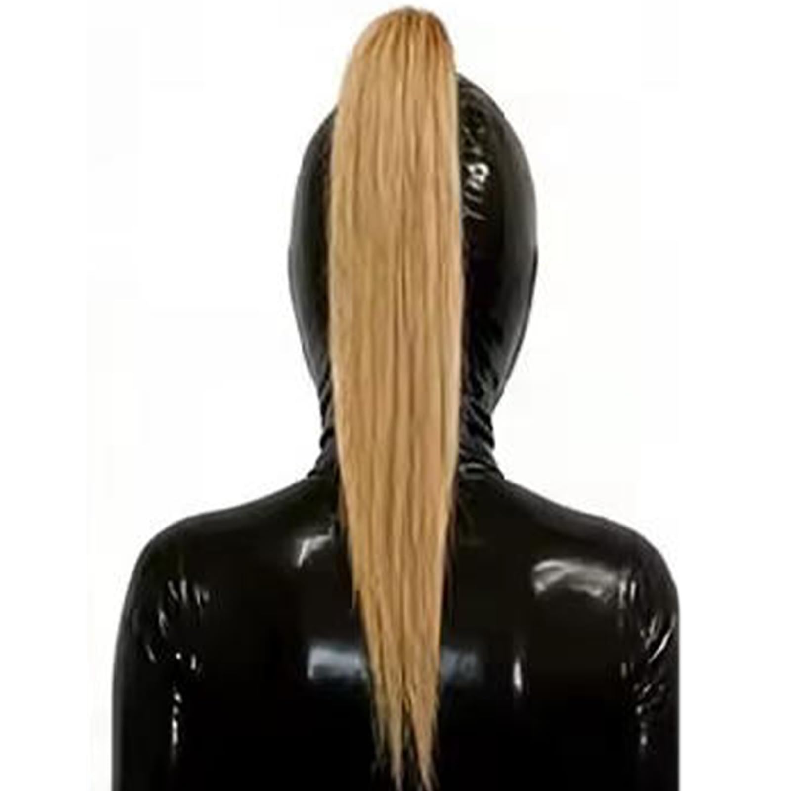 BDSM Latex Maske mit Blondem Haarzopf - S-XXL 5 Größen,Bondage Maske Sex Spielzeug für die Frau,Fetisch Kopfmaske BDSMs Latex Dessous für Damen Sex Catsuit Party Cosplay Halloween