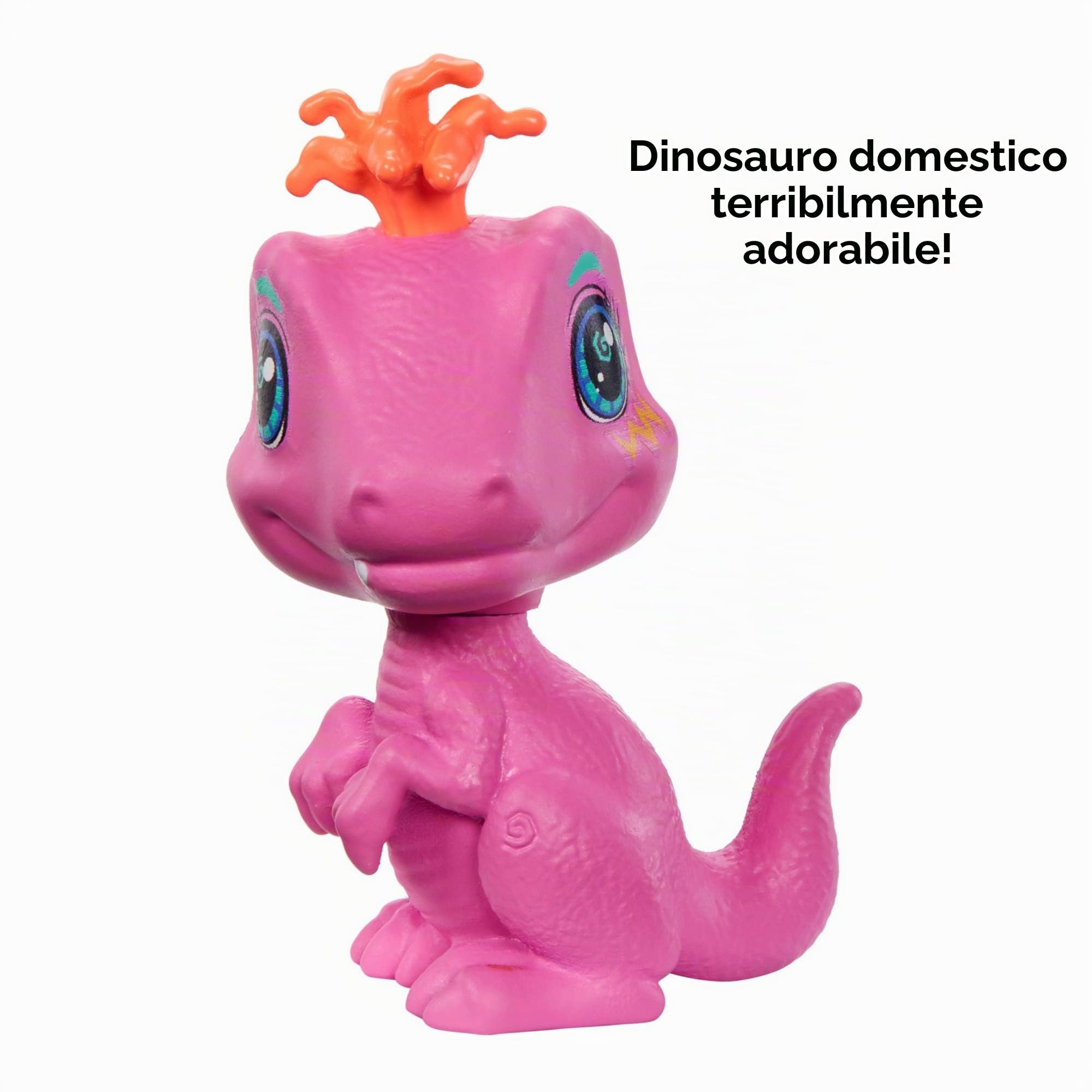 Cave Club Bambola Preistorica Emberly da 25.4 cm, Capelli Rosa, con Dinosauro e Accessori, Giocattolo per Bambini 4+Anni, GNL83