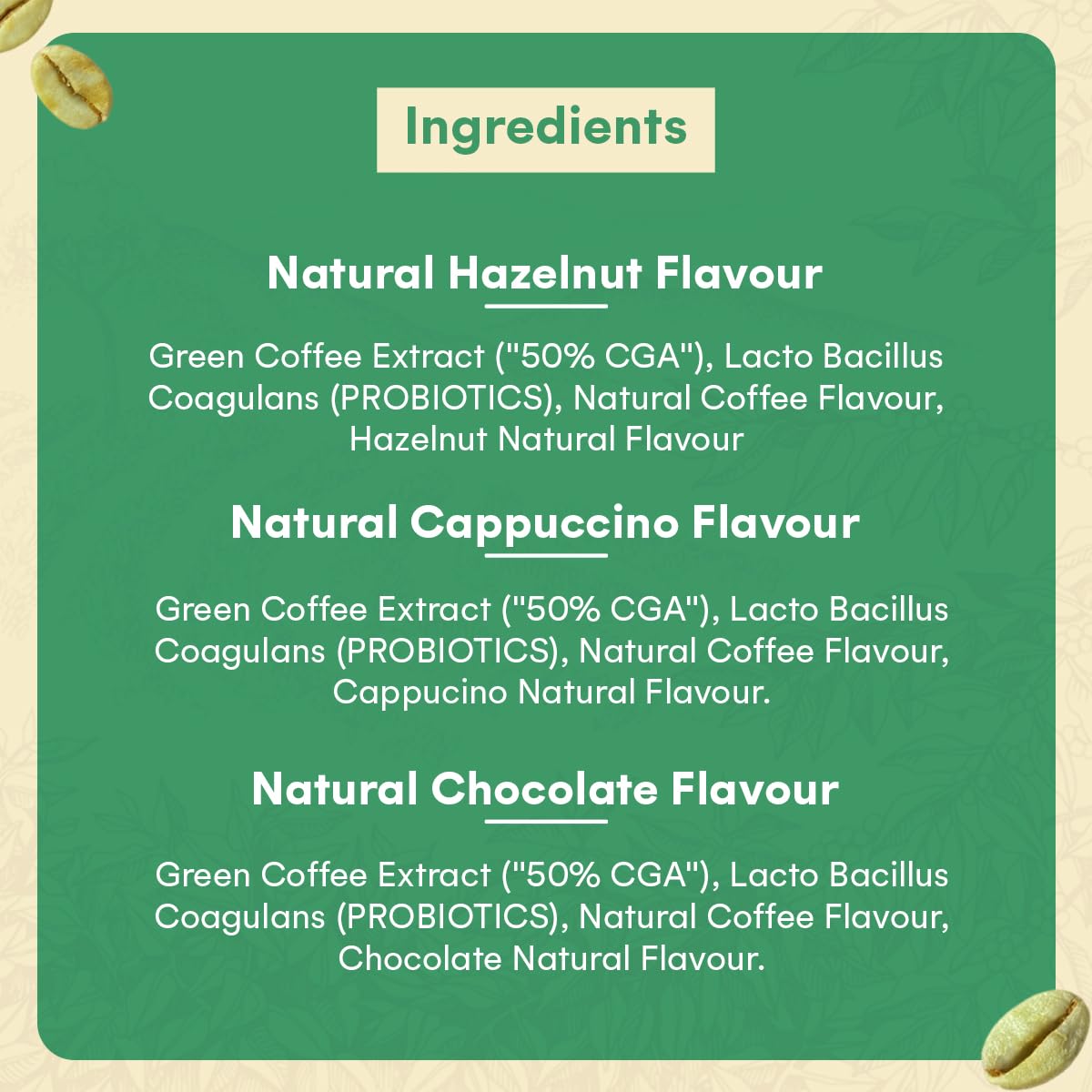 Greenbrrew Instant Green Coffee Combo (Hazelnut, Cappuccino, Chocolate) Decaf & Unroasted Coffee With Probiotics for Healthy Gut | 20 Sachets Each 1