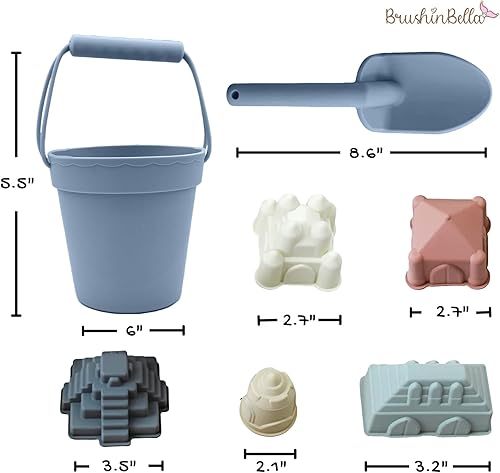 Vista 7 de Juguetes de playa de silicona, juego de cubo de playa con pala, 4 moldes de arena, juguetes de arena para niños aptos para viajes, en bolsa de Rosa