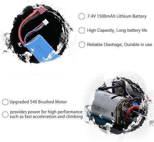 Miniatura 7 de GoolRC WLtoys A959-B - Auto a control remoto a escala 1:18, 4WD 70 KM/H, autos de carreras de alta velocidad, 2.4 GHz todoterreno RC Buggy para