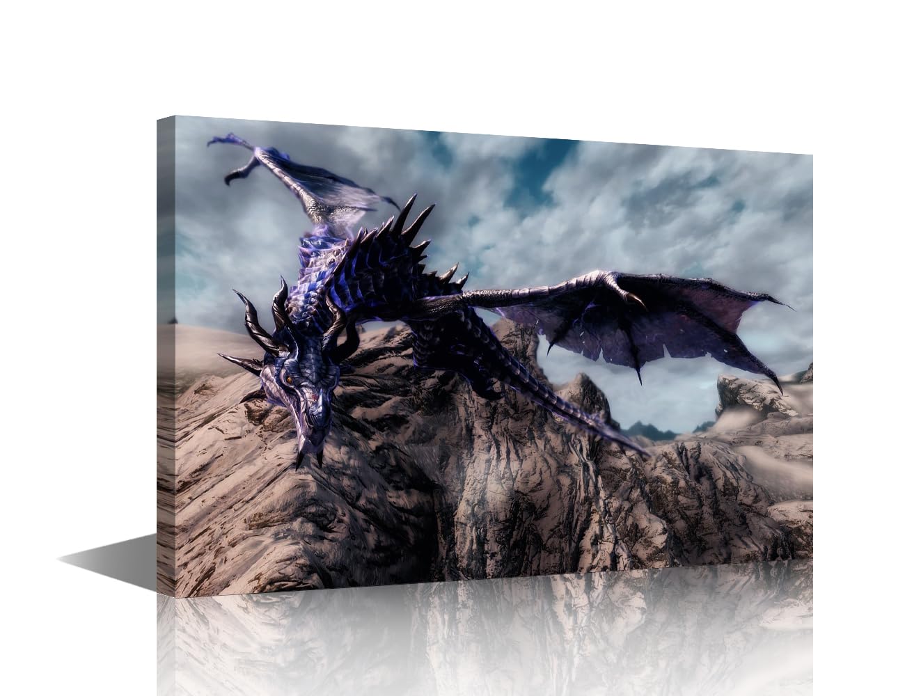 TISHIRON Canvas Wall Art Colorful Purple Dragon Paintings 1Panels Large Living Room Decor Paintings Flying Dragon Canvas Art Print for Bedroom Wall Decor Stretched and Framed Ready to Hang 18x12in — image 1