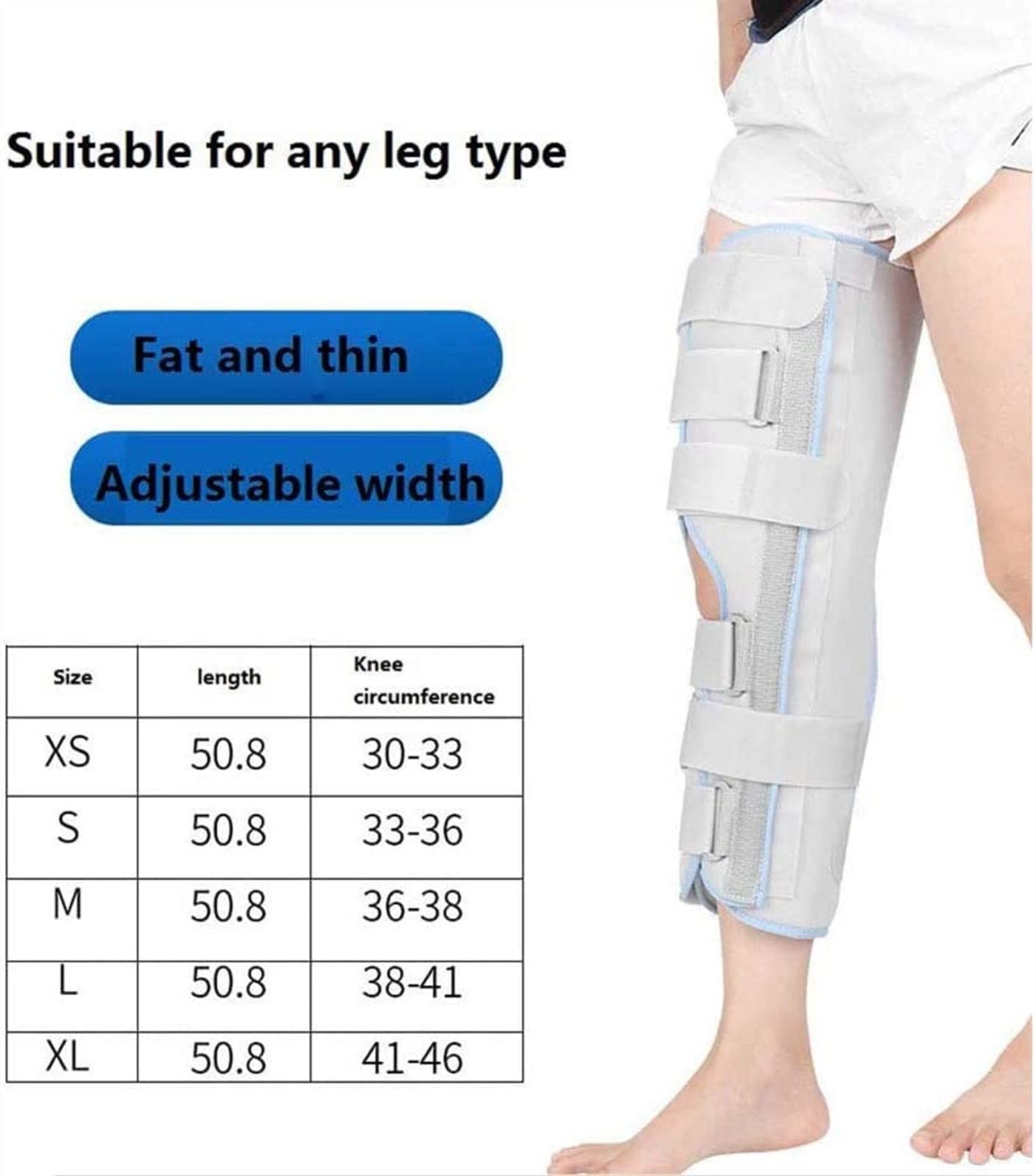 Rodillera ajustable, manga de compresión elástica de neopreno abierto con correas ajustables, gris, XL