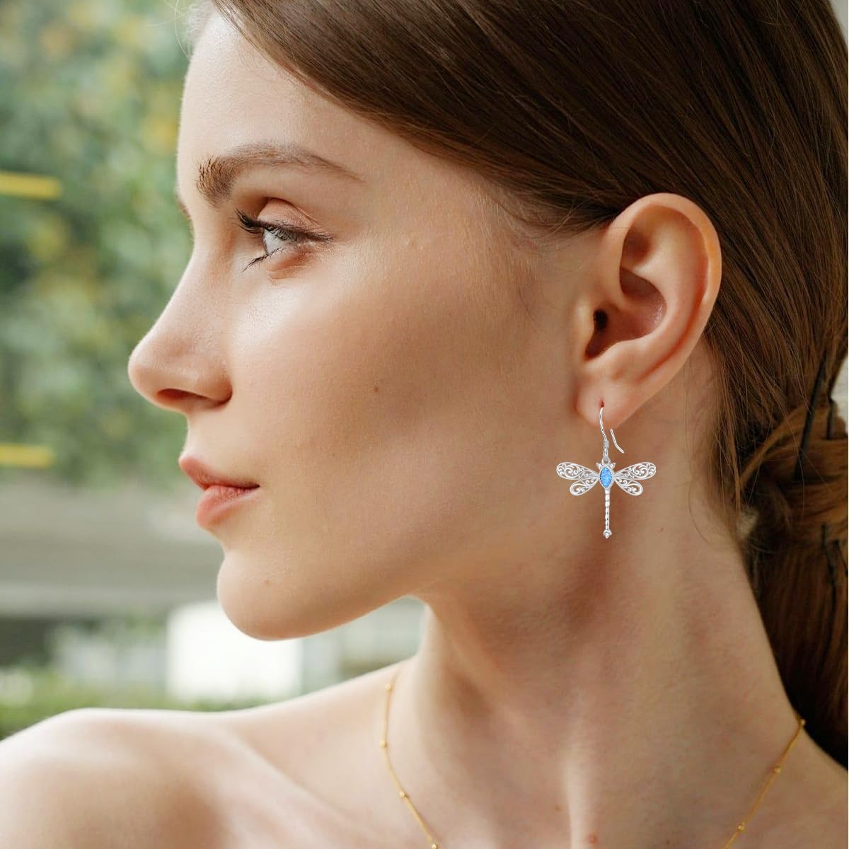 Diamond Butterfly/Dragonfly/Bee Earrings for Women 925 Sterling Silver Opal Dangle Drop Earrings Jewelry Gift for Mother Wife - Image 2