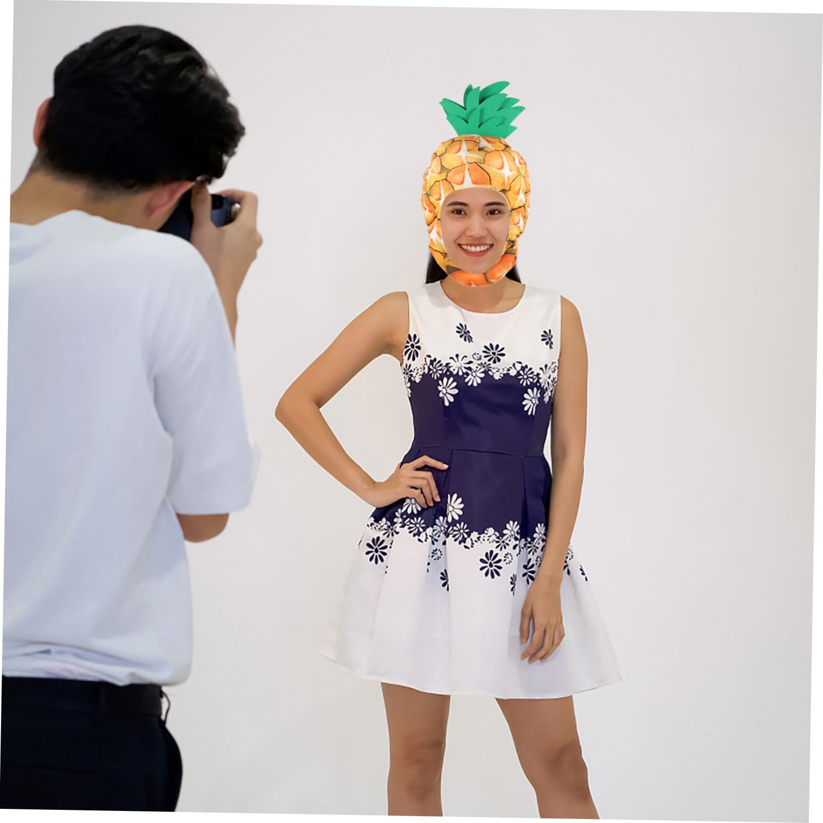 CHILDWEET Sombrero de Máscara de Piña de Peluche Amarillo Pp Algodón | Accesorio para Fotos y Fiestas de Disfraces, Diseño Lindo para Niños, Acabado Delicado