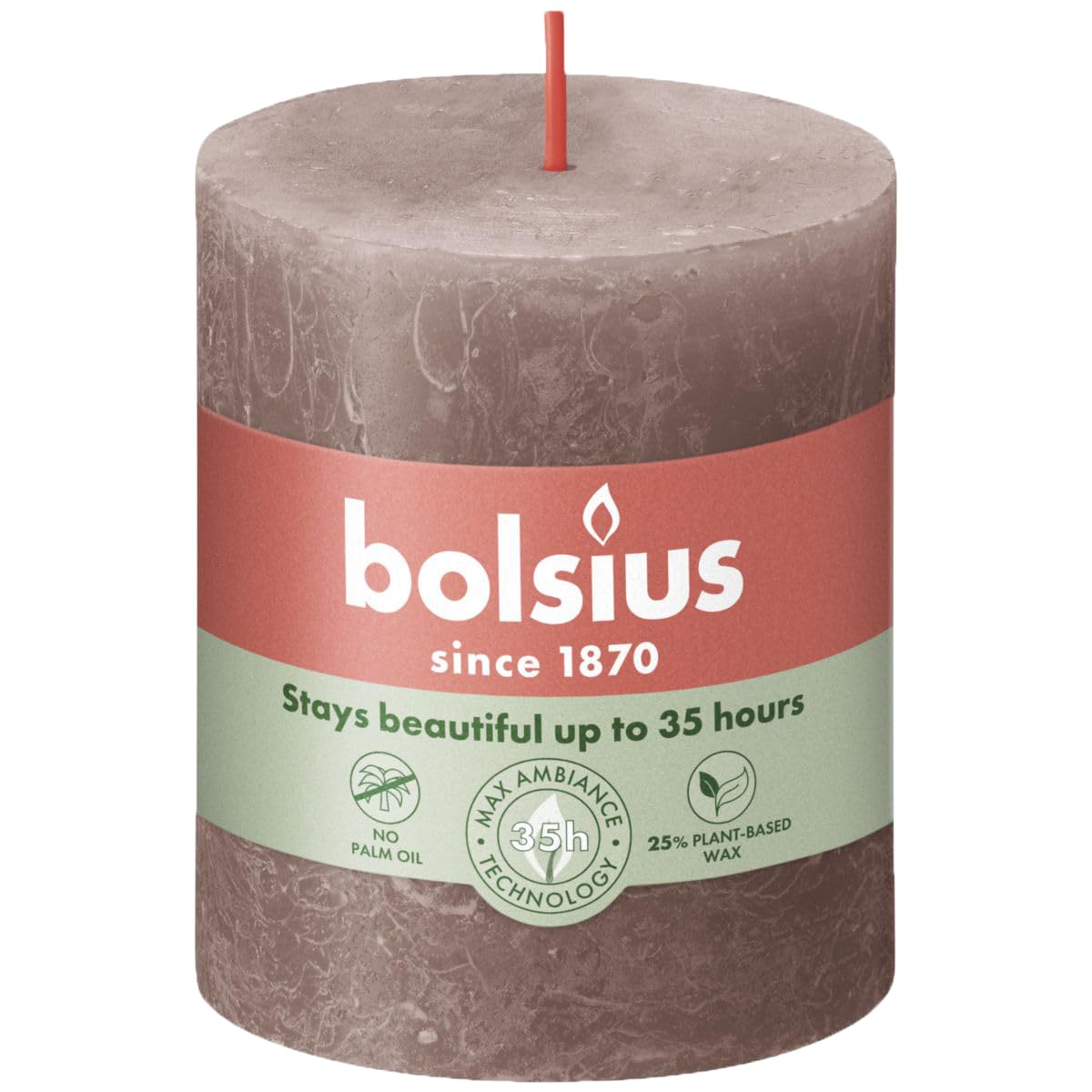 BOLSIUS Rustic Taupe Rustic Shine Pillar Candle 8cm x 7cm