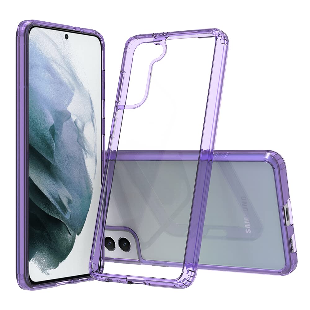SANAI Samsung Galaxy S21 Plus 5G Clear Phone Case with Violet Edges |Shockproof| Anti Yellow| Slim, Tough, Hard, Acrylic Back with Soft TPU Edges| Anti Scratch Cover (Clear with Violet Edges)