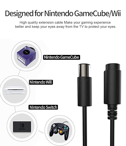 Miniatura 4 de SNLLMZI WiiGamecube - Cable de extensión para controlador Wii Gamecube GCN 2 unidades