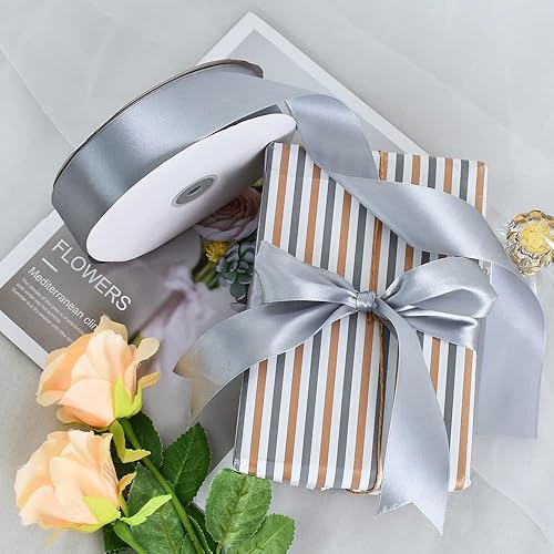 Vista 91 de TONIFUL - Listón de satén de color liso, para envolver regalos, sillas, día de San Valentín, boda, fiesta de cumpleaños, cabello, costura floral, 1