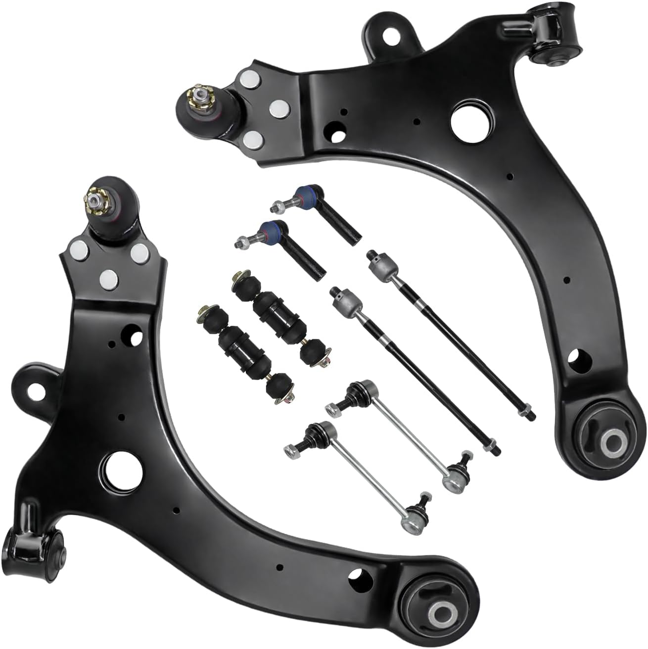 Control Arm, Front Lower Suspension Kit With Ball Joints Sway Bar Links Tie Rods Compatible With 2000-2013 Chevrolet Impala 2005-2009 Buick Lacrosse 2004-2008 Pontiac Grand Prix - 10 Pcs