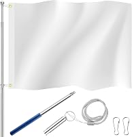 Photect Fehér Zászló Festéshez 90x150 cm - Teleszkópos Zászlórúddal, Sípokkal és Akasztókkal - DIY Poliészter Dekorációs Zászló Szemekkel 1